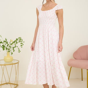 Sophia Pink Bow Maxi Dress