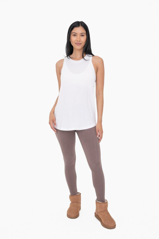 Corine Curved Hem Active Tank in White