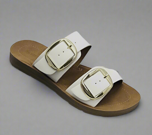 Kaycee Double Buckle Flat Sandal