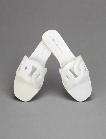 Jazzy Linking Loop Slide Sandals (white)