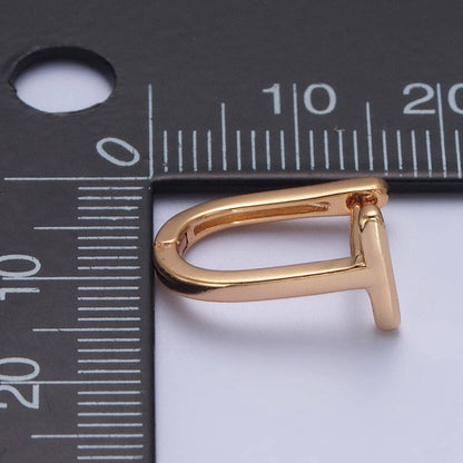 24K Gold Filled T Huggie Hoop Earring