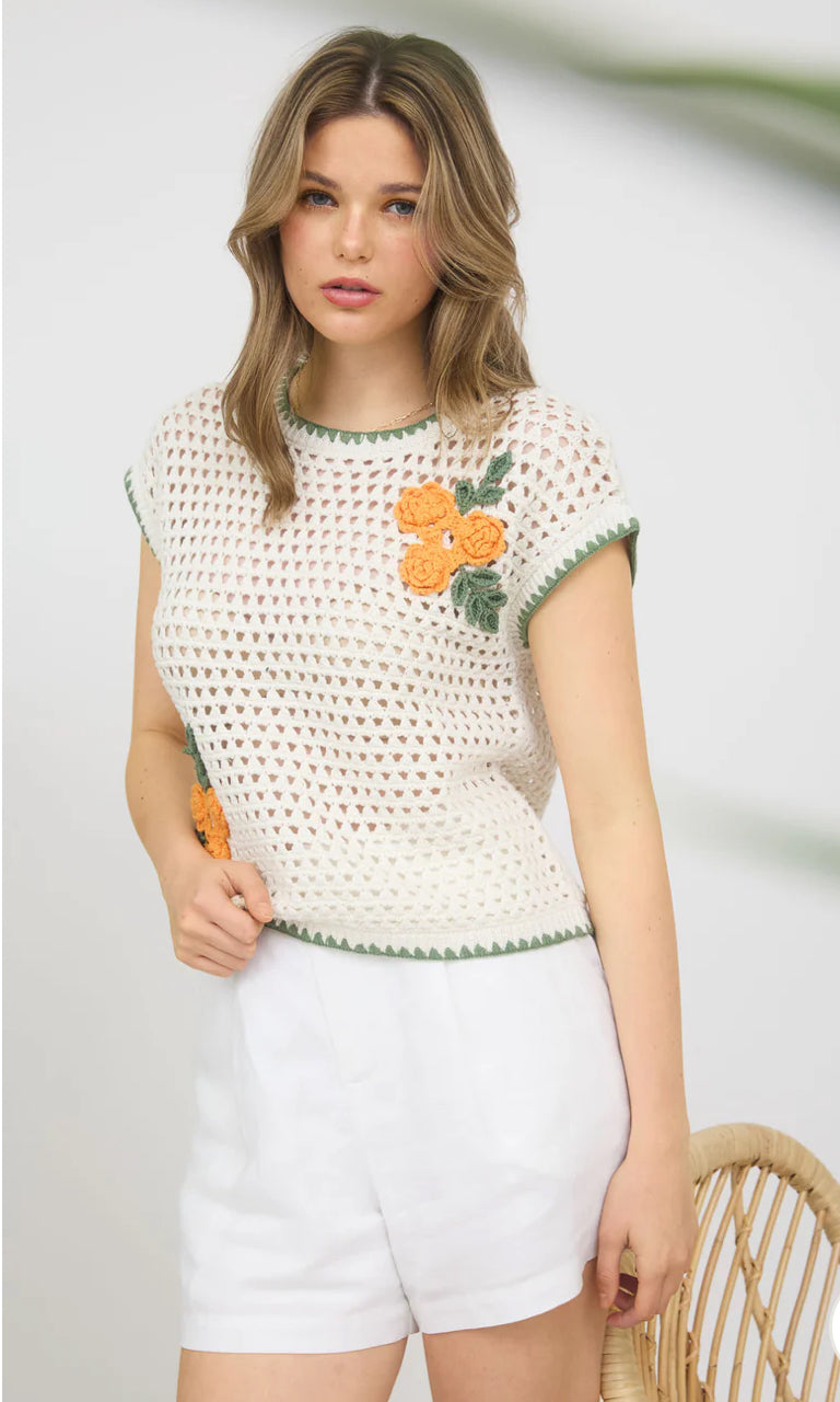 Hanlee Crotchet Flower Top