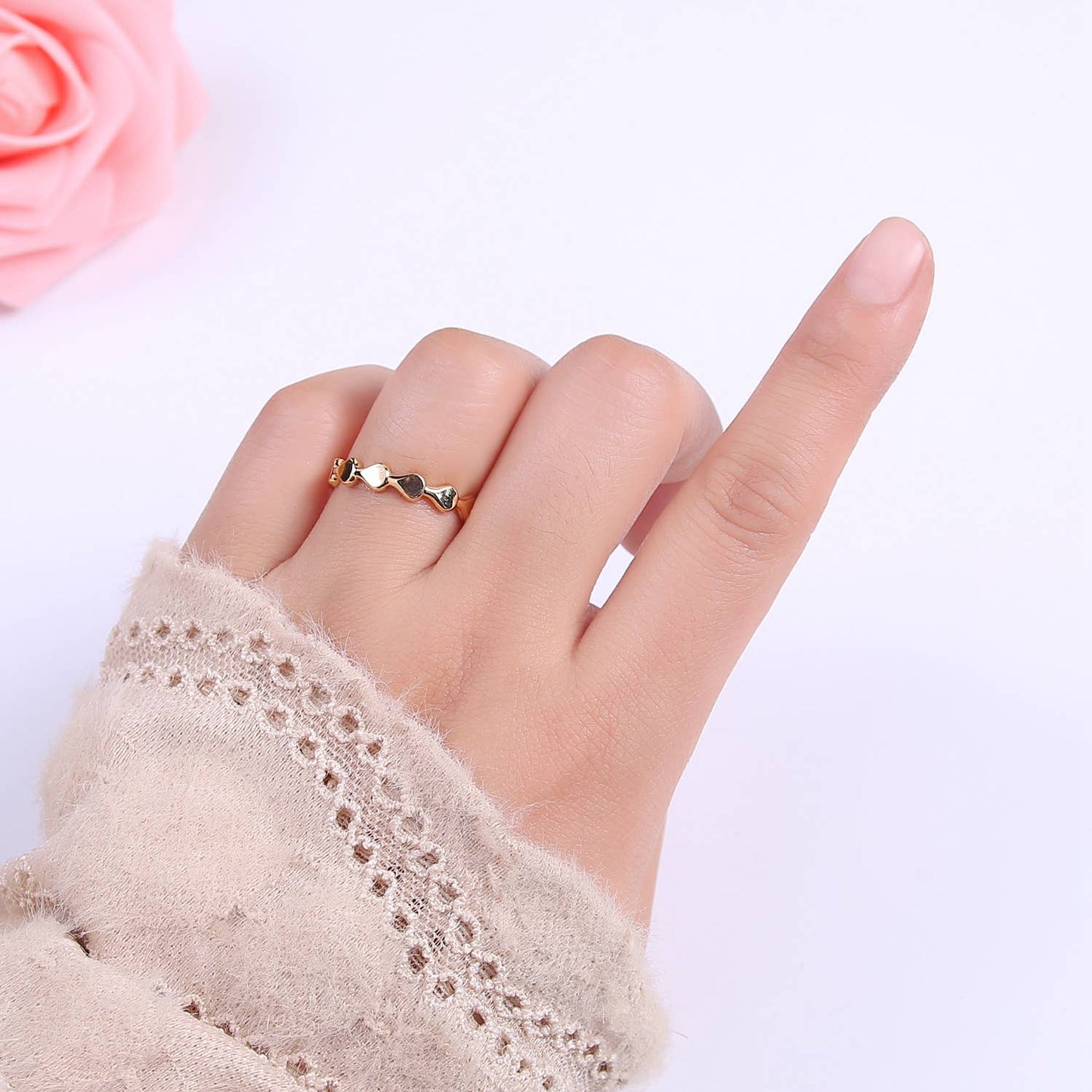 Gold Geometric Oval Stacking Ring