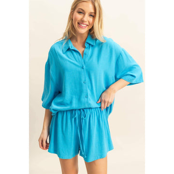 Tropez Linen Blend Shirt And Shorts Set