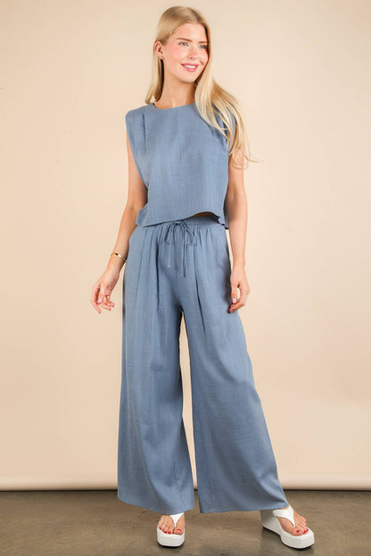 Dani Solid Woven Top & Pants Set