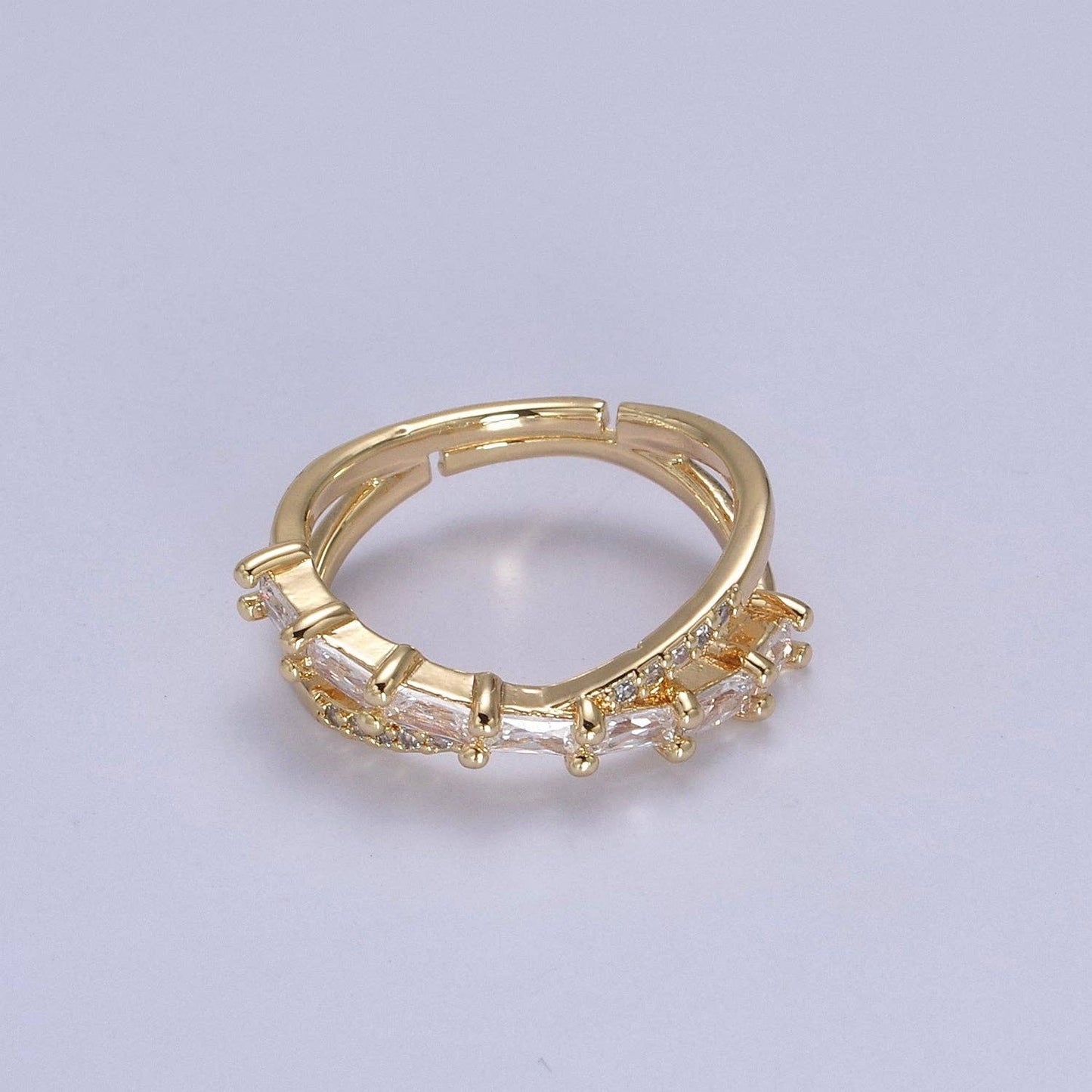 16K Gold Filled Stacking Double Band Adjustable Ring