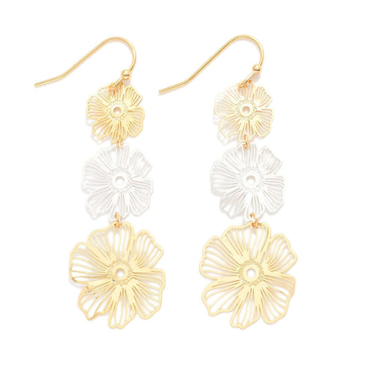 Metal Flower Drop Earrings
