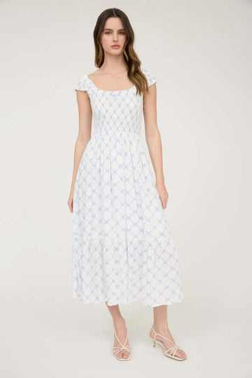 Sophia Blue Bow Maxi Dress