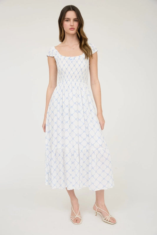 Sophia Blue Bow Maxi Dress
