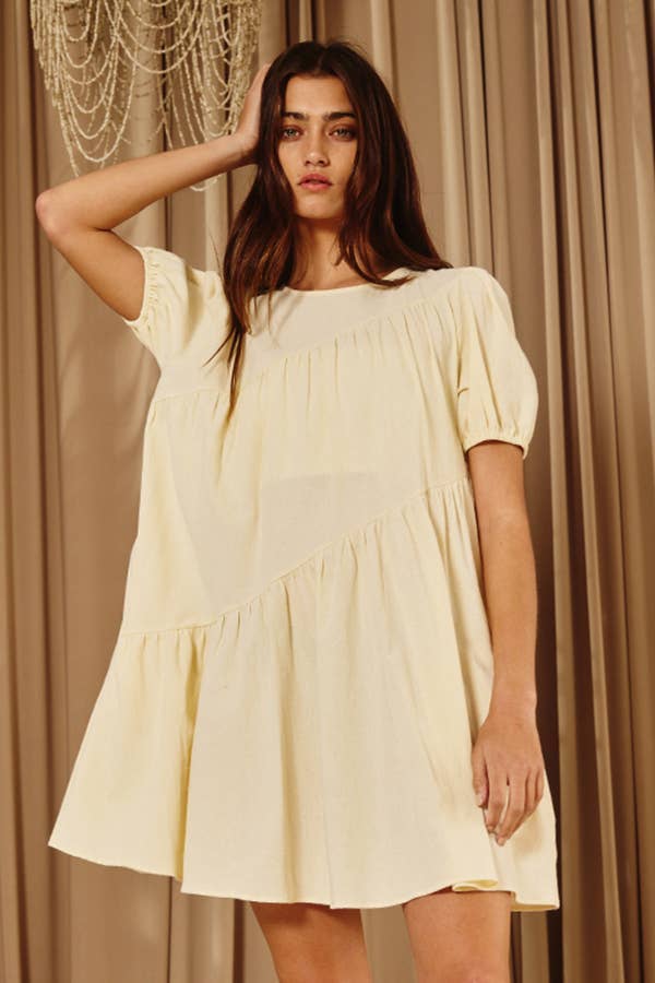 Bucketlist Asymmetrical Tiered Mini Shift Dress