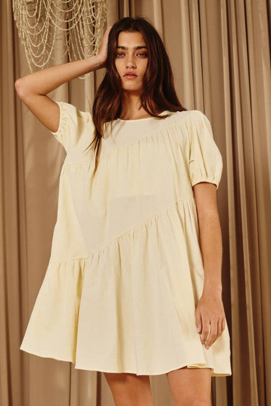 Bucketlist Asymmetrical Tiered Mini Shift Dress