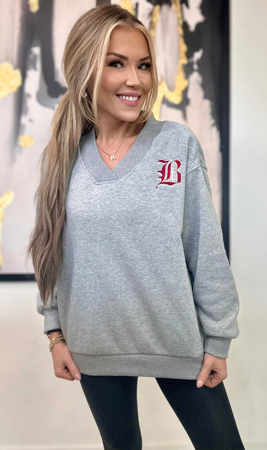 Gray V-Neck Boaz B Sweatshirt