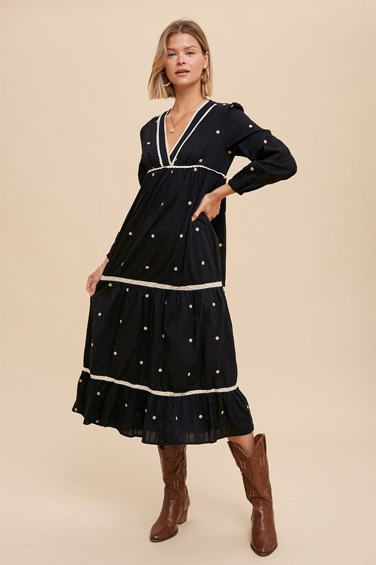 Embroidery Midi Dress