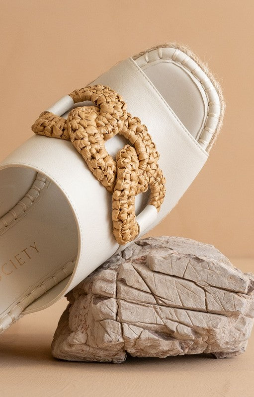 Aime Raffia Buckle Wedge Sandal