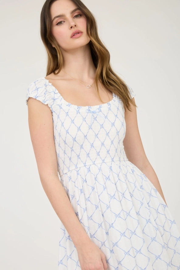 Sophia Blue Bow Maxi Dress