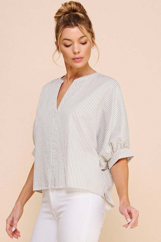 Allie Stripe Top in Sage