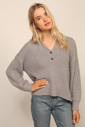 Texture Collar Sweater Top