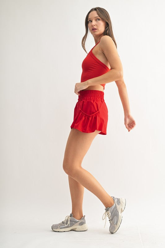 Chic Breeze Athletic Shorts in Cherry
