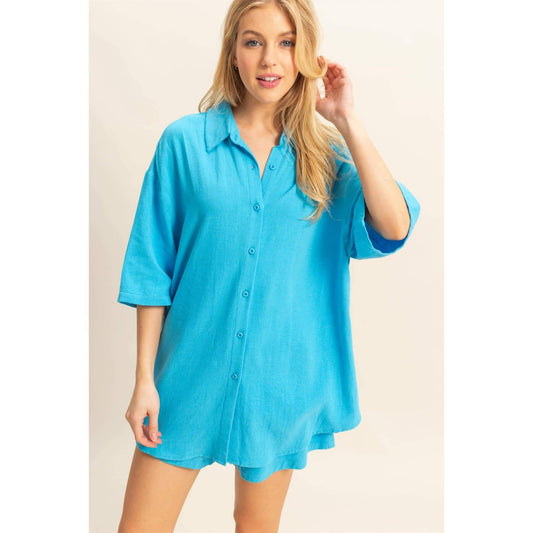 Tropez Linen Blend Shirt And Shorts Set