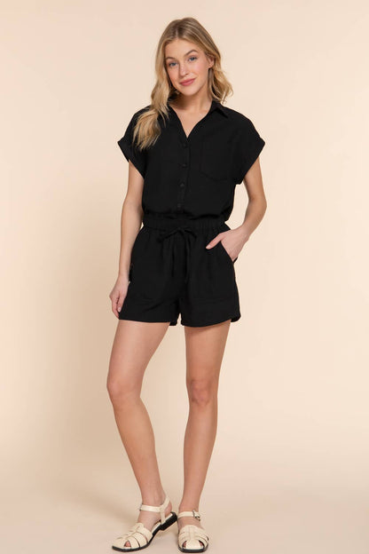 Dolman Short Sleeve Shirt & Shorts Linen Effect Set