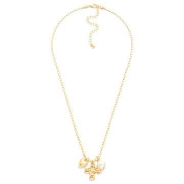 Hammered Cross Charm Necklace