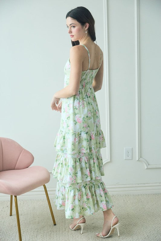 Bethany Maxi Dress in Mint/Pink Floral