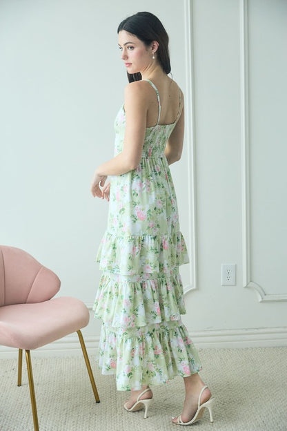 Bethany Maxi Dress in Mint/Pink Floral