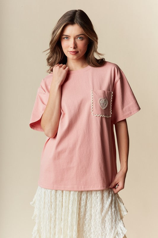 Ada Bow Oversized Pocket T-Shirt