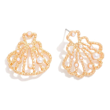 Shells Pearl Stud Earrings