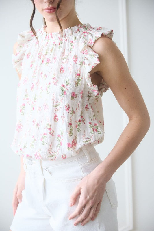 Maylee Floral Flutter Sleeve Top