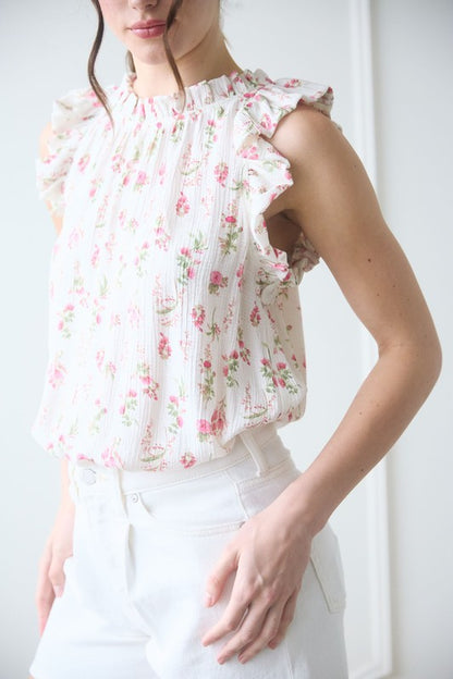 Maylee Floral Flutter Sleeve Top