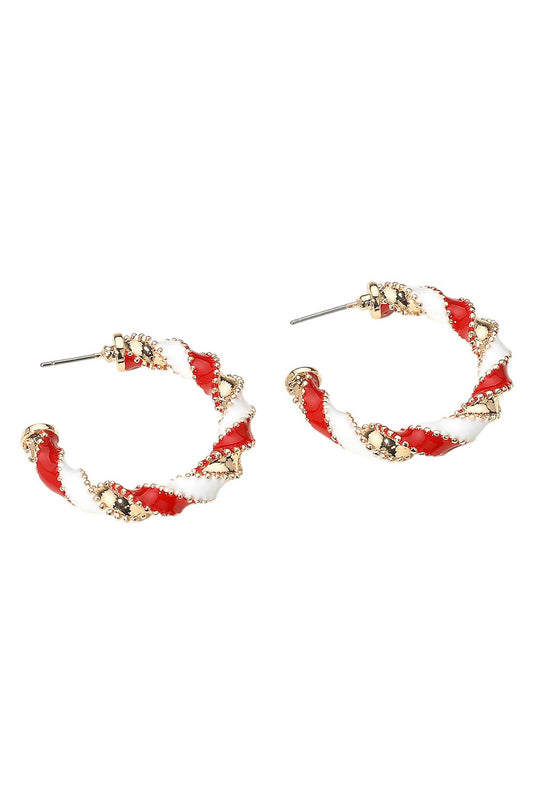 Gameday twisted hoop earrings Red/White
