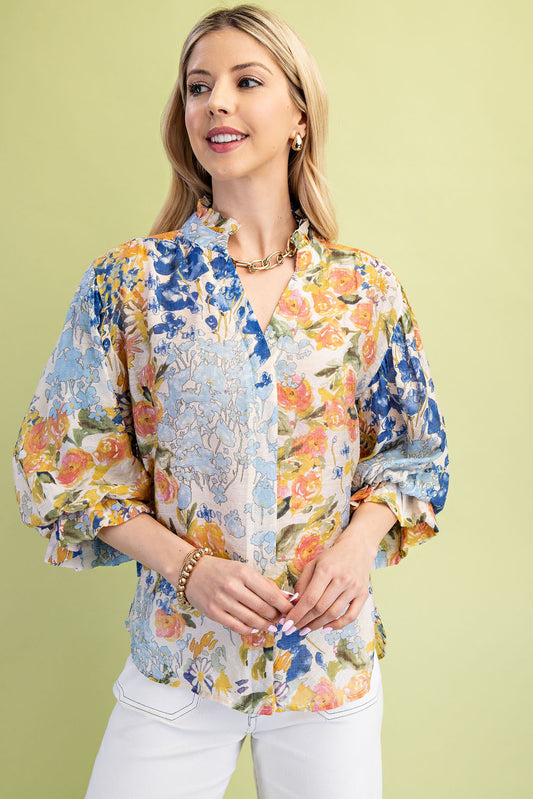 Tassie Floral Print Button Up Top