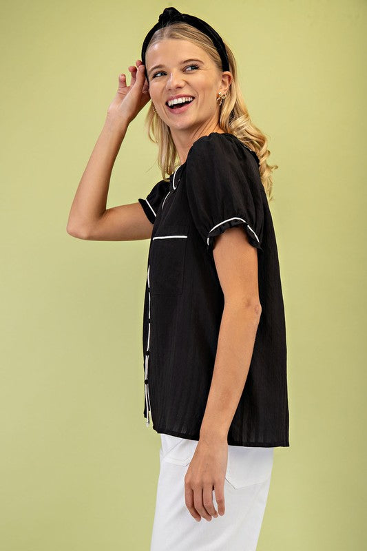 Dacia Ruffle Trimmed Peter Pan Collar Blouse