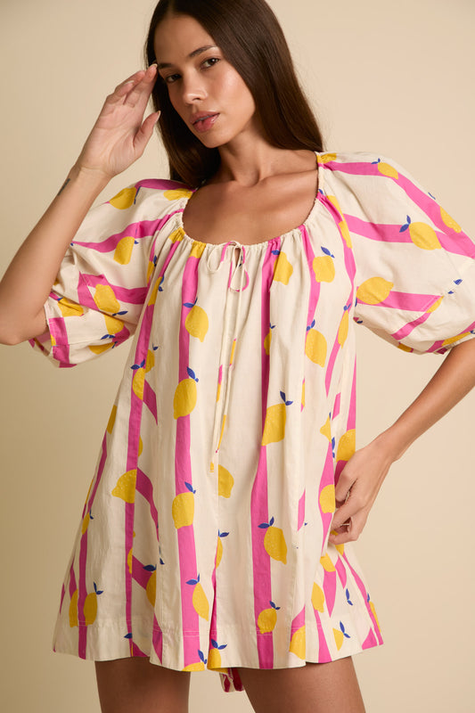 Summertime Fun Lemonade Romper Pink