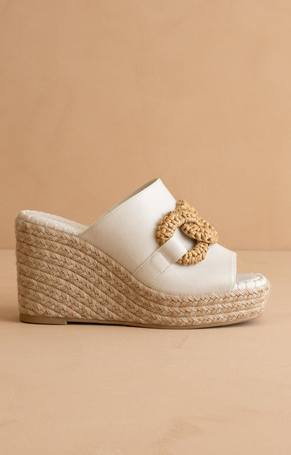 Aime Raffia Buckle Wedge Sandal