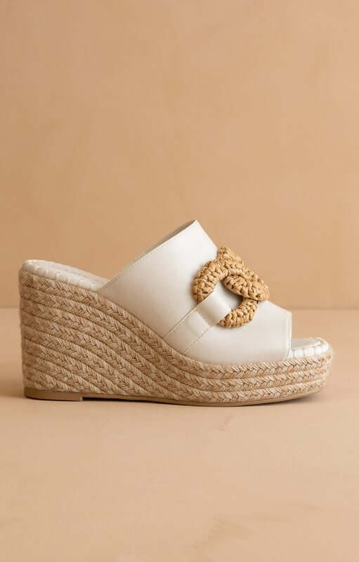 Aime Raffia Buckle Wedge Sandal