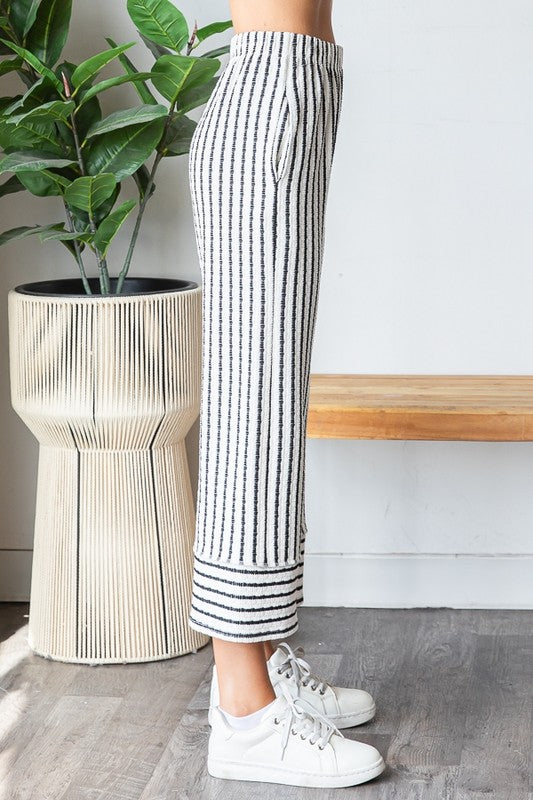 Belissa Cream & Black Stripe Jacquard Matching Set