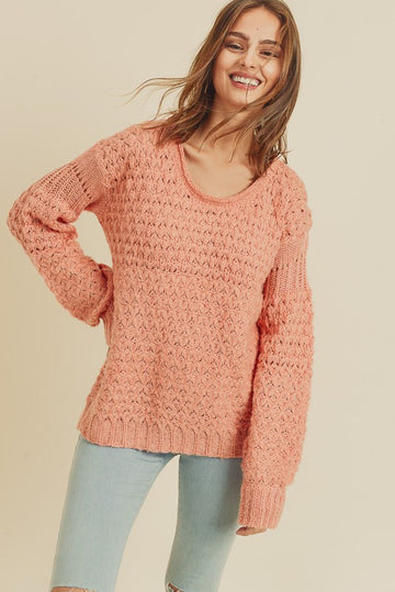 Textured Coral Sweater