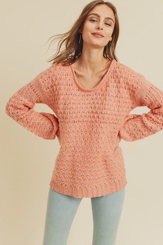 Textured Coral Sweater