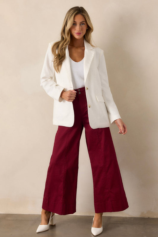 Andie Wide Leg Pants in Burgundy