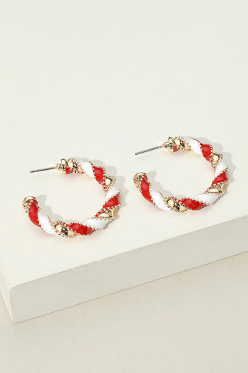 Gameday twisted hoop earrings Red/White