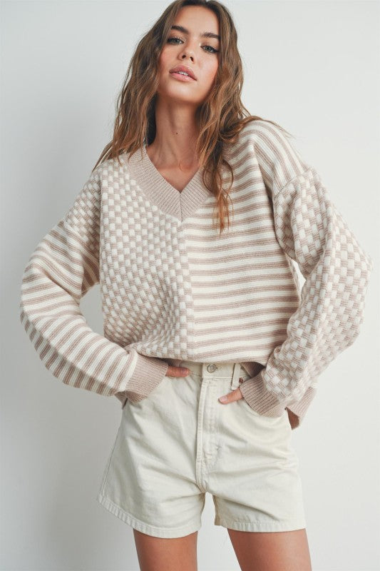 Frenchy Checker Pattern Sweater