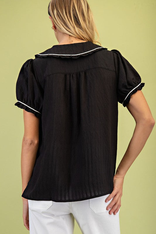 Dacia Ruffle Trimmed Peter Pan Collar Blouse