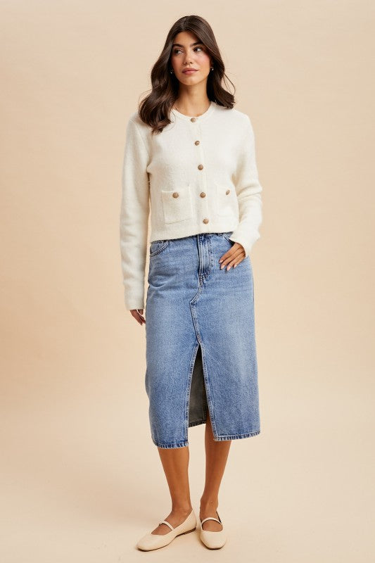 Knitted Cardigan With Double Pockets