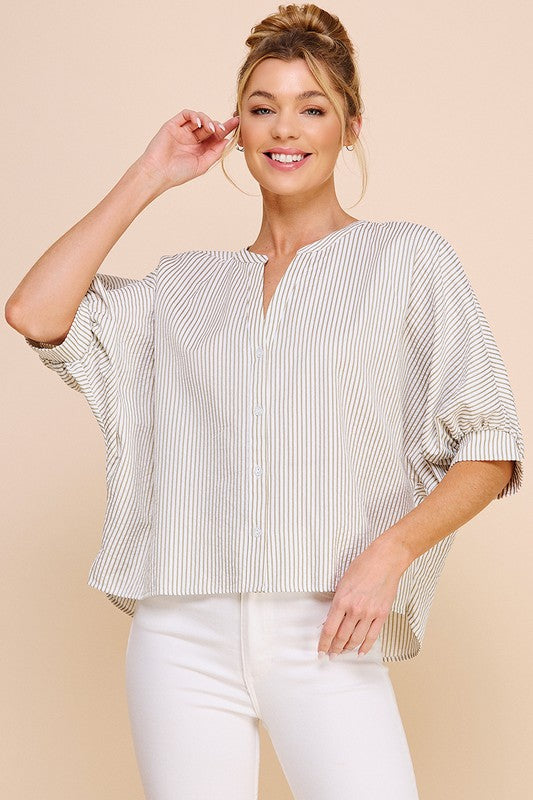 Allie Stripe Top in Sage