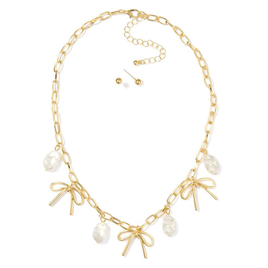 Bows & Pearls Charm Necklace