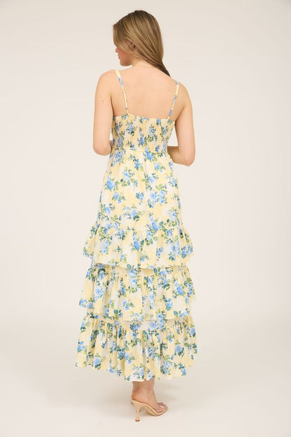 Bethany Maxi Dress in Yellow/Blue Floral