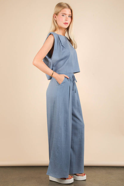 Dani Solid Woven Top & Pants Set