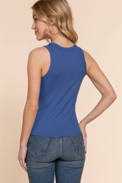 Sleeveless Crew Neck Rib Knit Top